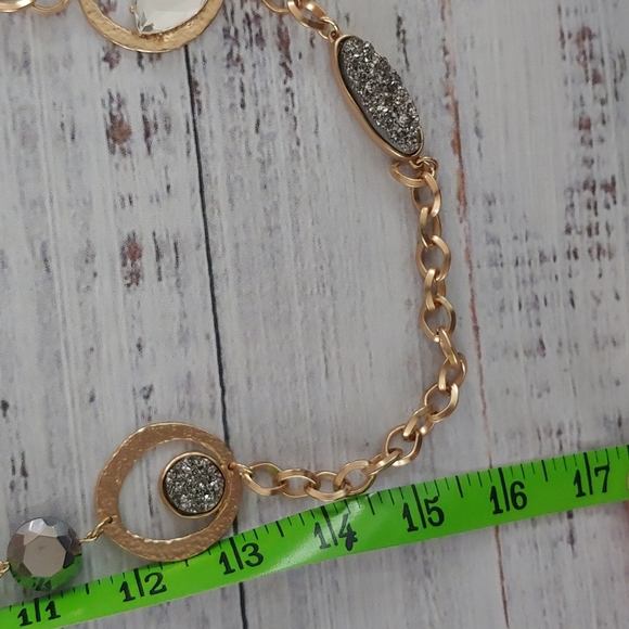 Chico’s Long Gold Druzy Statement Necklace | Layered Boho Chic - Picture 5 of 5